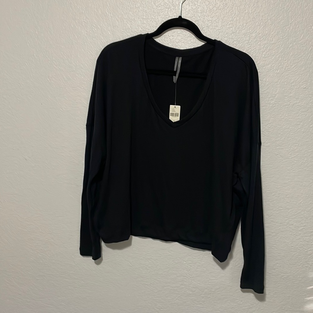 Anthropologie Black Long Sleeve V-neck